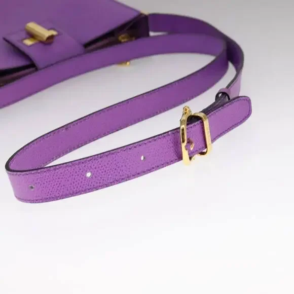 CELINE Shoulder Bag Leather Purple Gold - Picture 7 of 13